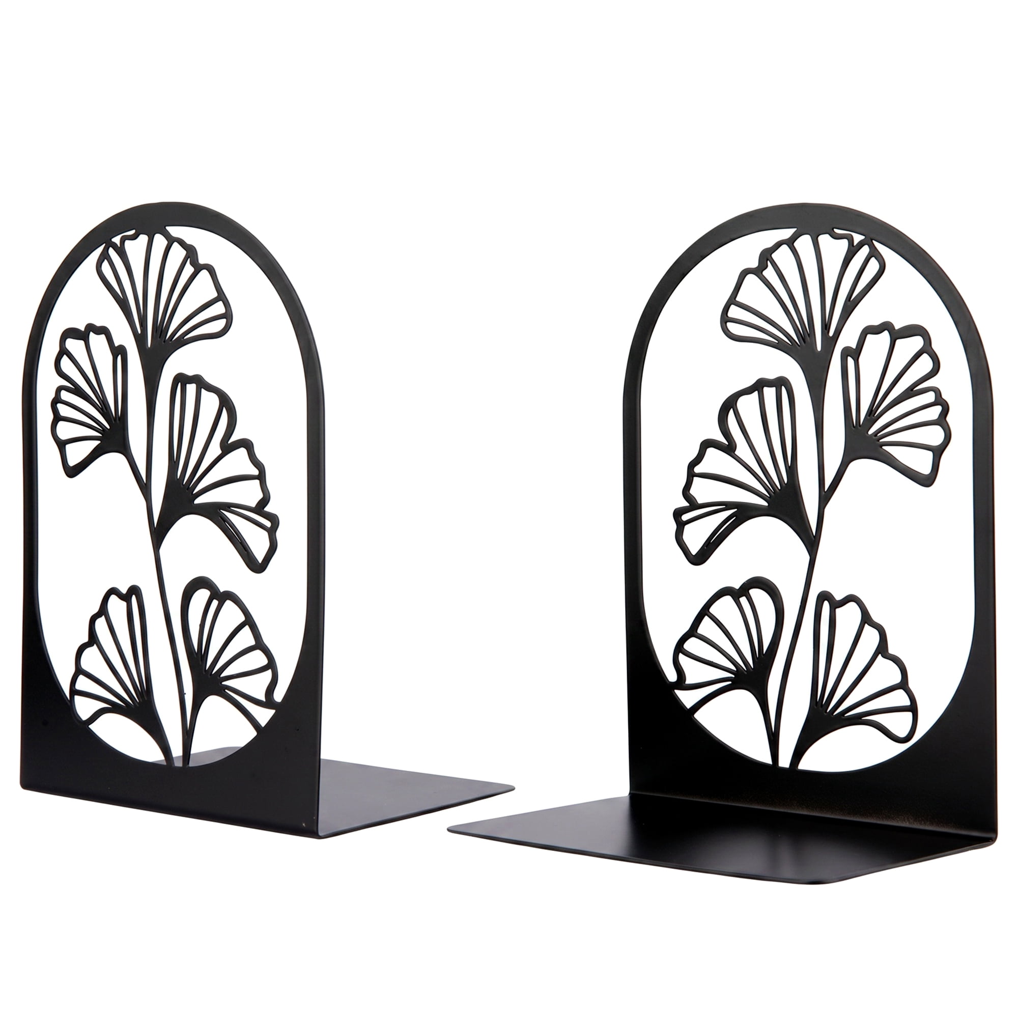 Unique Bargains Decorative Non-Skid Hollow-out Metal Bookends for Home Black  Style B 4.7"x3.5"x7"