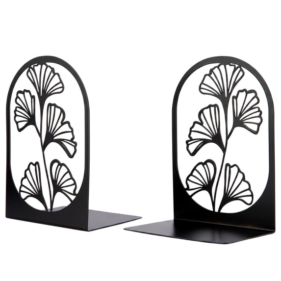 Unique Bargains Decorative Non-Skid Hollow-out Metal Bookends for Home Black Style B 4.7"x3.5"x7"