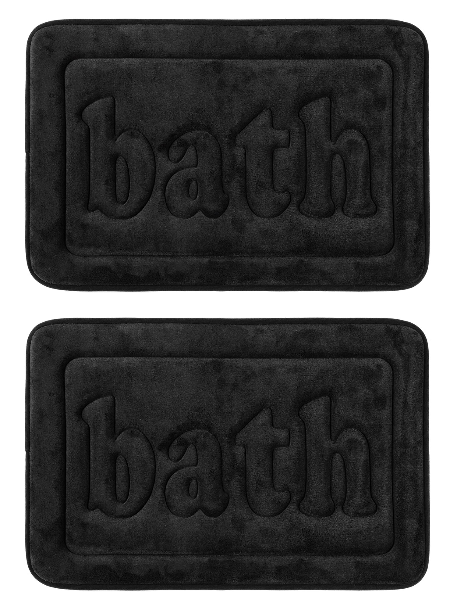 Unique Bargains Non Skid Memory Foam Bath Mats 2 Pcs Absorbent Quick Dry Bathroom Rugs Black 20" x 32"