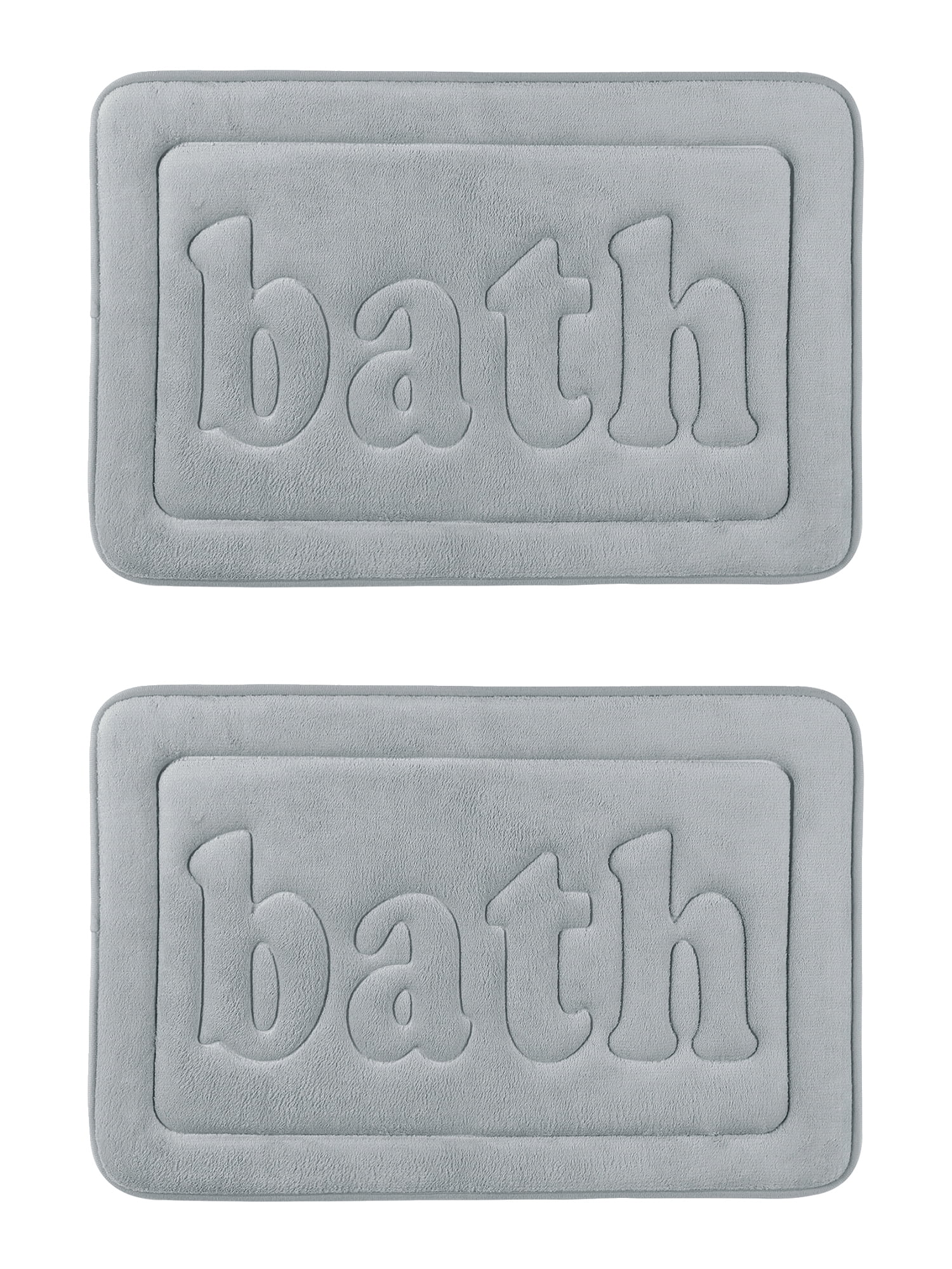 Unique Bargains Non Skid Memory Foam Bath Mats 2 Pcs Absorbent Quick Dry Bathroom Rugs Light Grey 16" x 24"
