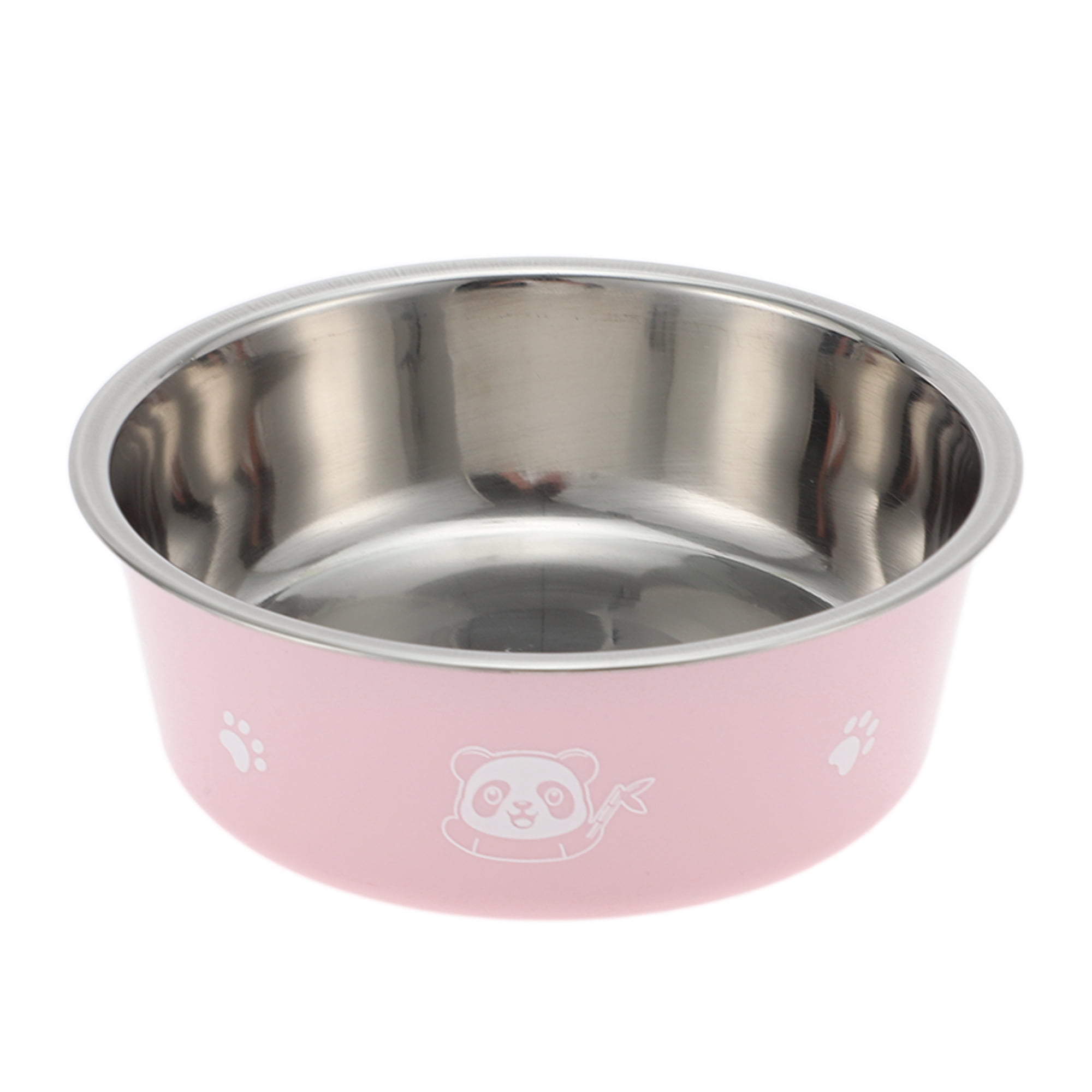 Unique Bargains Non-Skid Small Dog Bowl Panda Pattern 1 Pc Pink