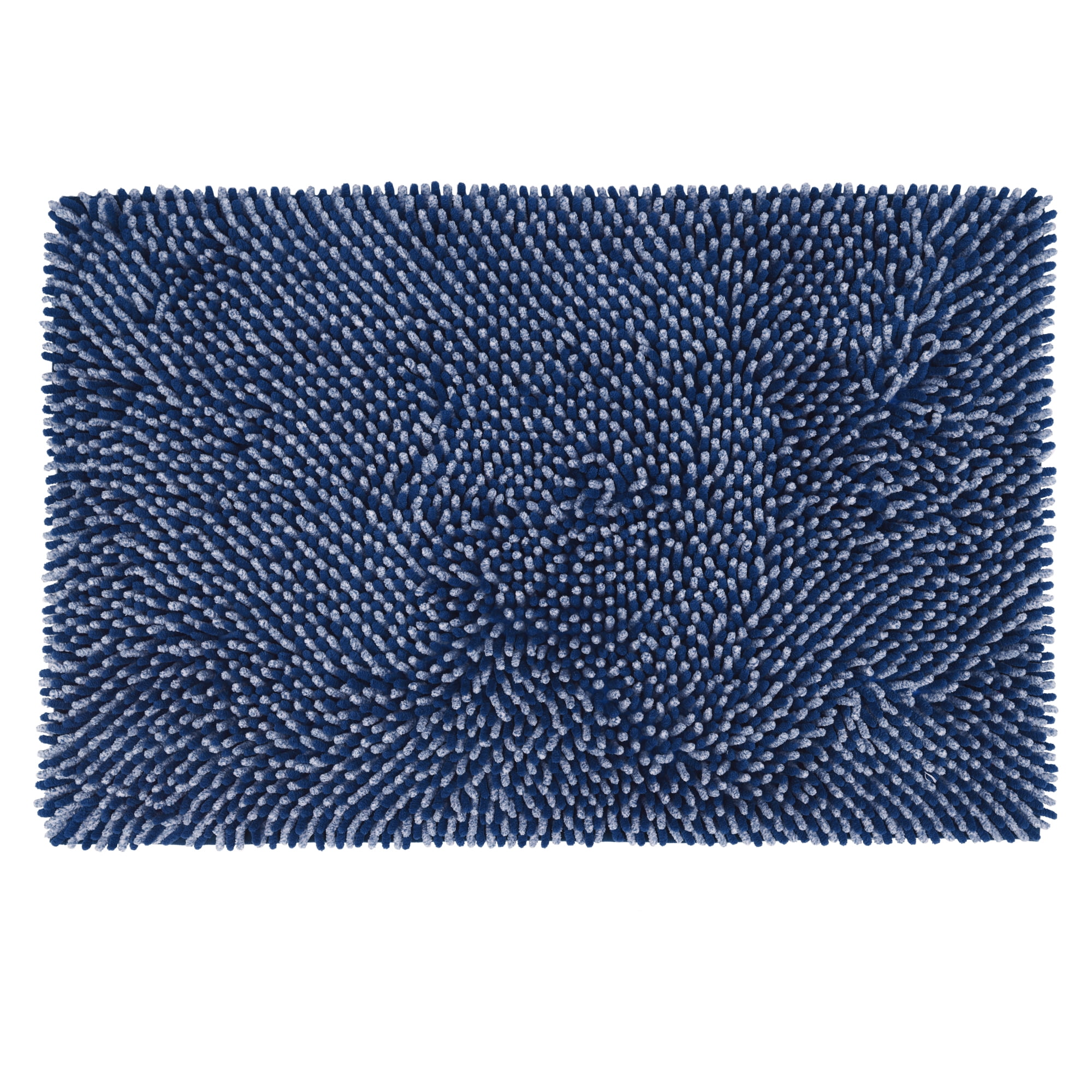 Unique Bargains Non Slip Absorbent Chenille Bathmat Washable Soft Bath Rug Blue 17" x 24"