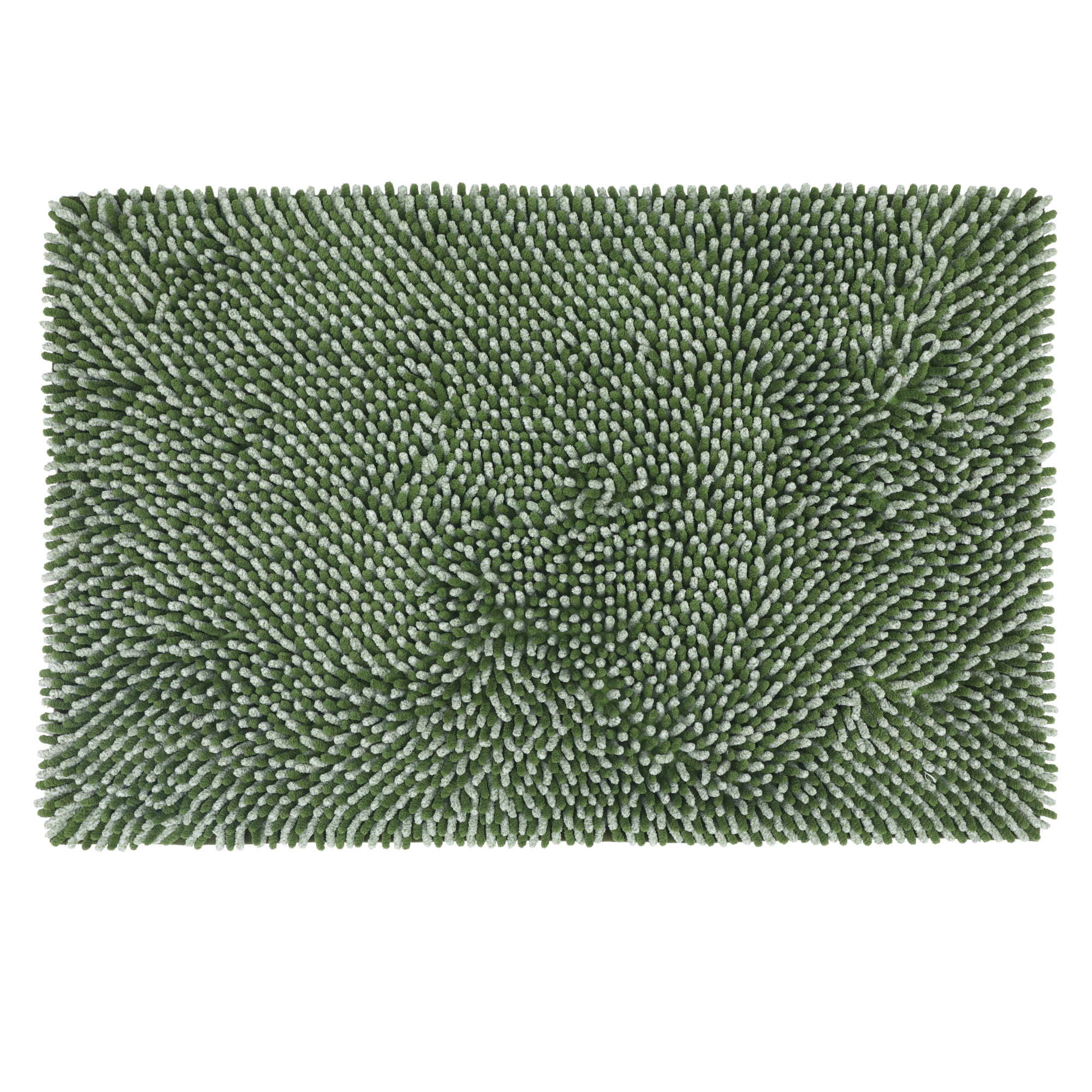Unique Bargains Non Slip Absorbent Chenille Bathmat Washable Soft Bath Rug Green 17" x 24"