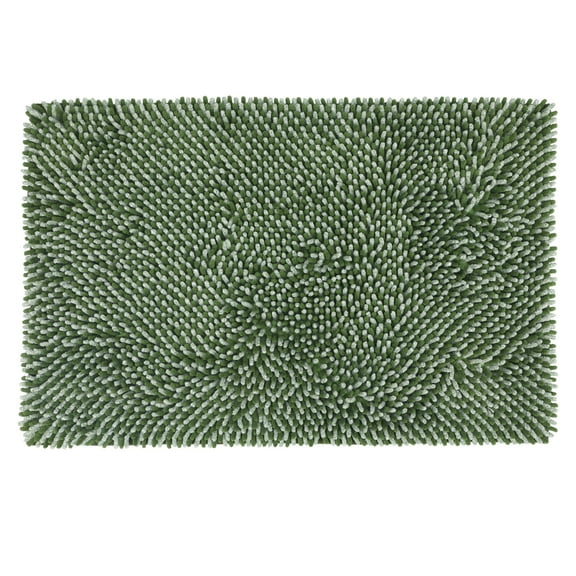 Unique Bargains Non Slip Absorbent Chenille Bathmat Washable Soft Bath Rug Green 20" x 30"
