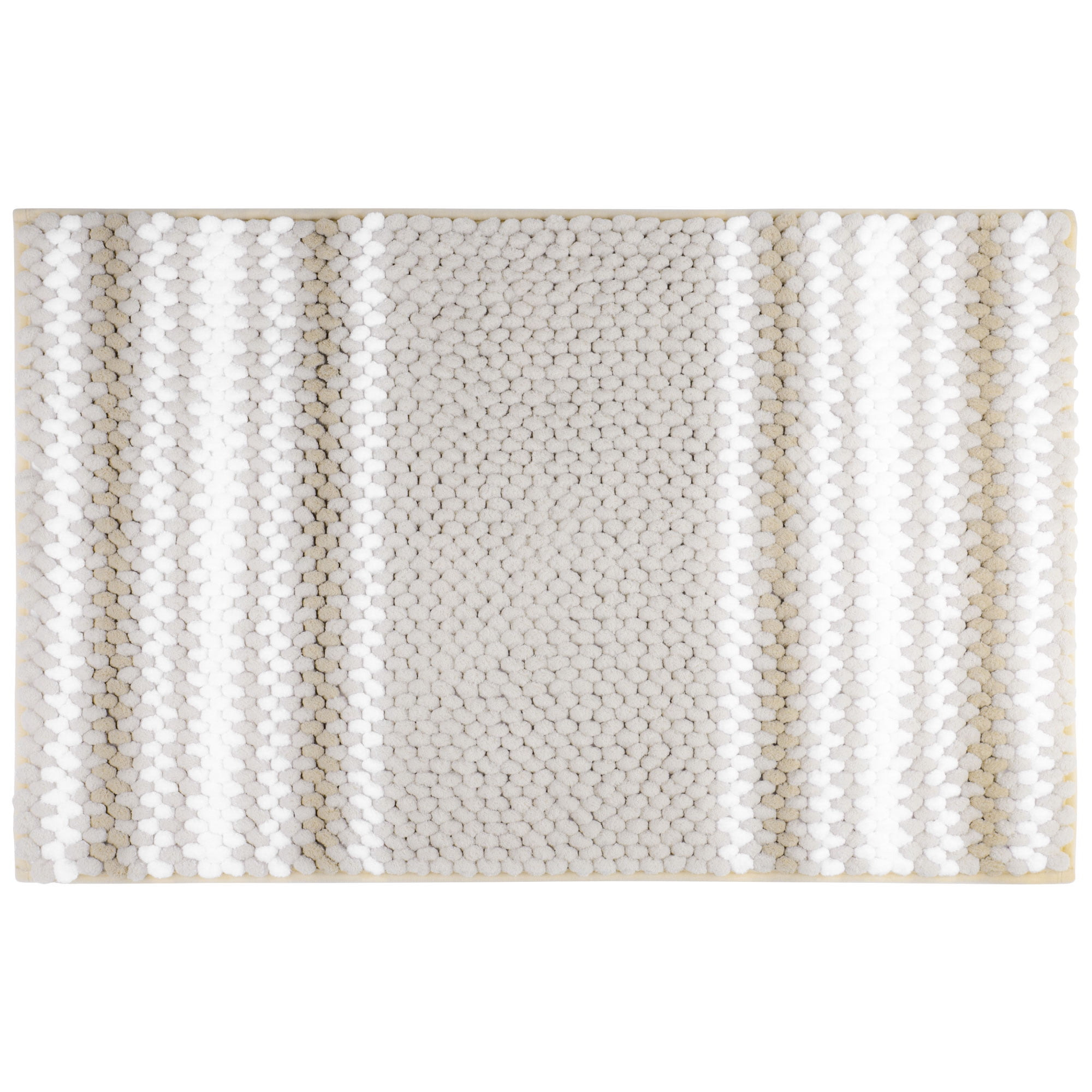 Unique Bargains Chenille Bathroom Rug Soft Fluffy Striped Bath Mat Shaggy Rugs Bone 20"x32"