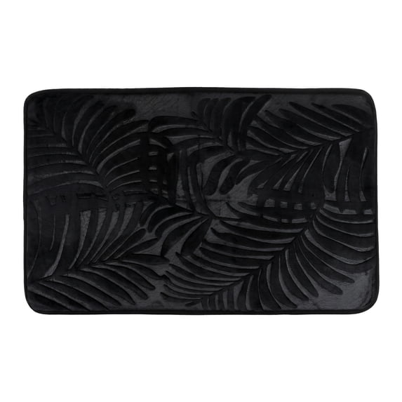 Unique Bargains Non Slip Absorbent Microfiber Plush Shaggy Bath Mat Black 24" x 16"