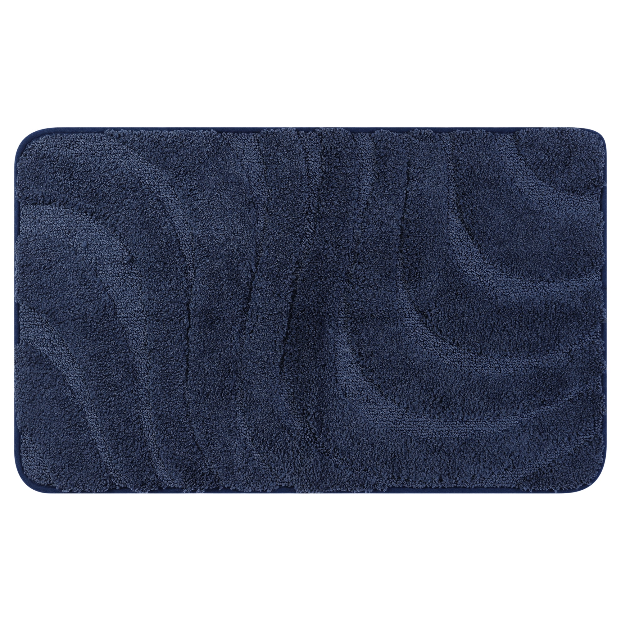 Unique Bargains Non Slip Bath Mat Geometry Bathroom Rug Absorbent Mat Microfiber Bath Rugs Dark Blue 20" x 32"