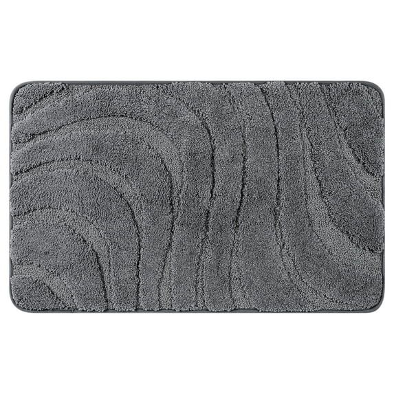 Unique Bargains Non Slip Bath Mat Geometry Bathroom Rug Absorbent Mat Microfiber Bath Rugs Dark Gray 20" x 32"