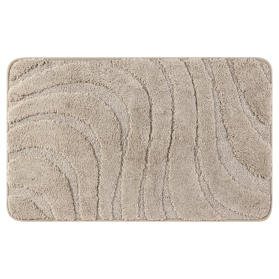 Unique Bargains Non Slip Bath Mat Geometry Bathroom Rug Absorbent Mat Microfiber Bath Rugs Khaki 16" x 24"
