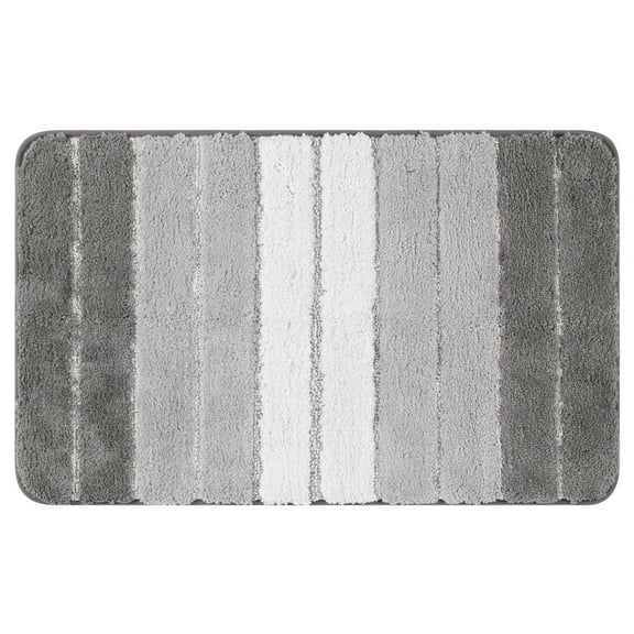 Unique Bargains Non Slip Bathroom Rug Water Absorbent Soft Shaggy Rubber Back Bath Rugs Grey 16" x 24"