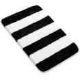 thumbnail image 1 of Unique Bargains Non Slip Microfiber Striped Bathroom Rugs Black&White 20"x31", 1 of 8