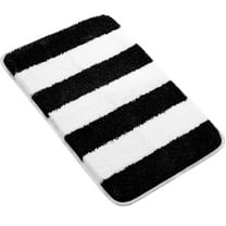 Unique Bargains Non Slip Microfiber Striped Bathroom Rugs Black&White 20"x31"