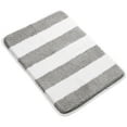 thumbnail image 1 of Unique Bargains Non Slip Microfiber Striped Bathroom Rugs Gray&White 17"x24", 1 of 8
