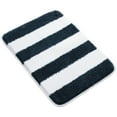 thumbnail image 1 of Unique Bargains Non Slip Microfiber Striped Bathroom Rugs Moroccan Blue&White 17"x24", 1 of 8