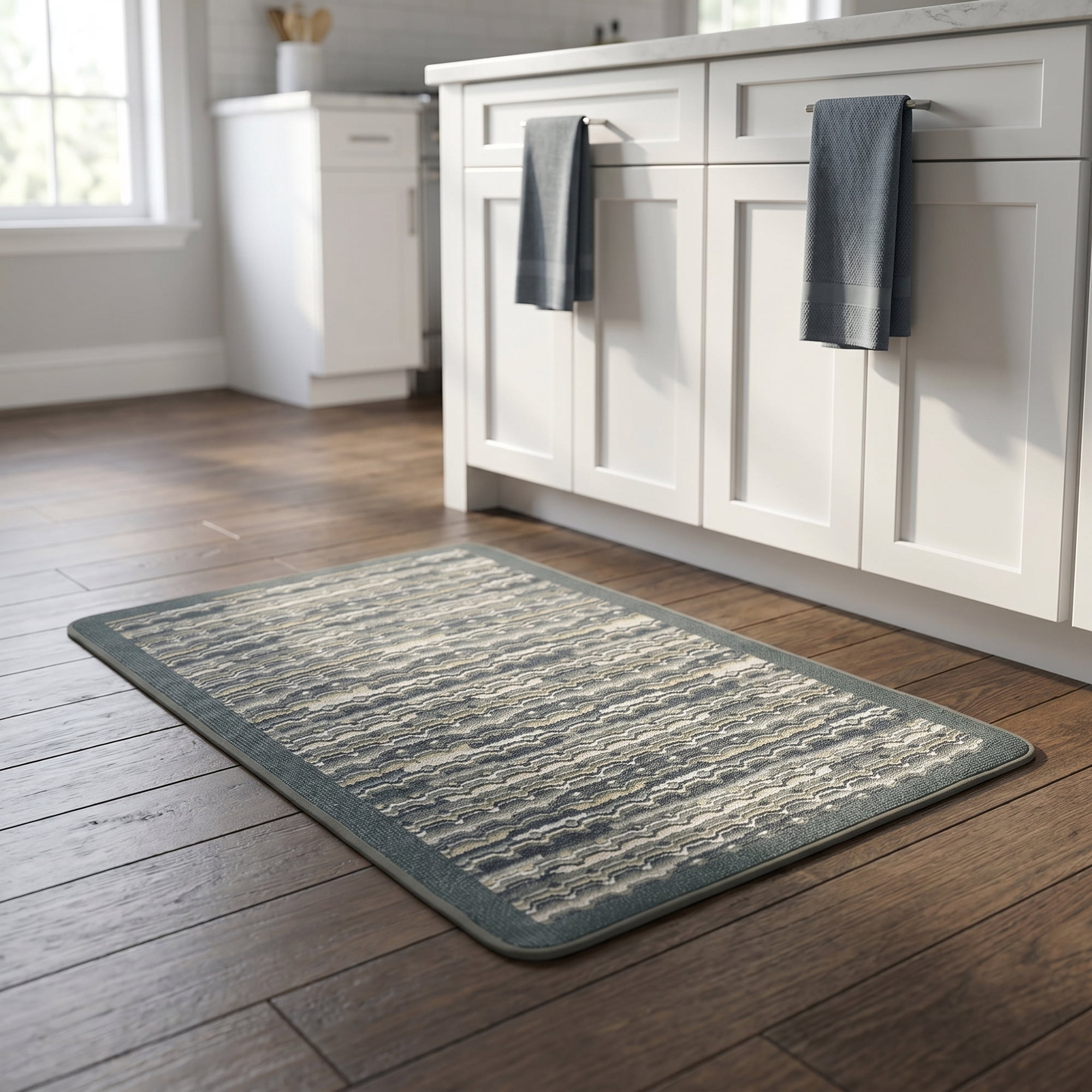 Kitchen Rugs Non-Slip Rubber Backing Mats for Floor Oil Absorbent Runner Grey 28" x 18"