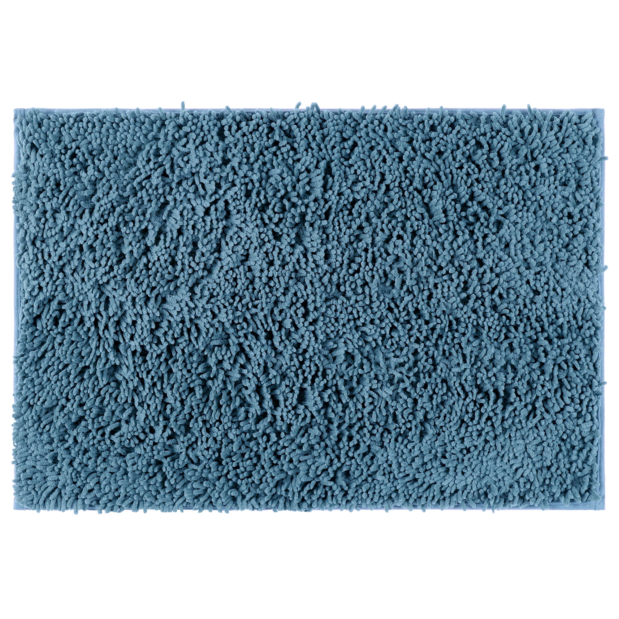 Unique Bargains Non-Slip Soft Fluffy Shag Washable Plush Bath Rugs for Bedroom Blue-1 16"x24"