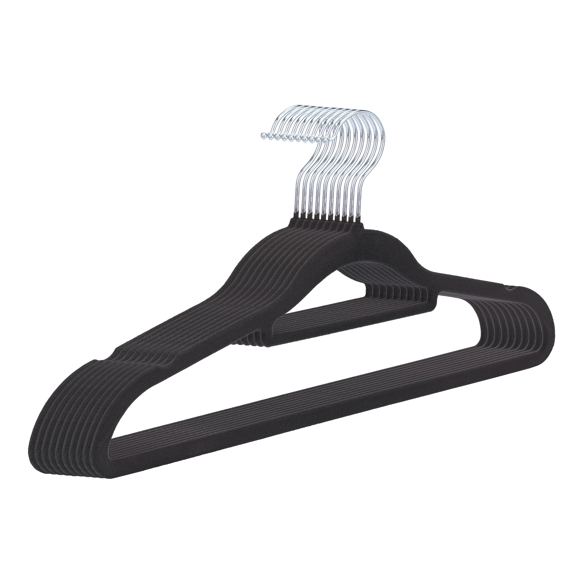 Unique Bargains Non-Slip Velvet Hangers for Closet Organization 10 Pcs Black