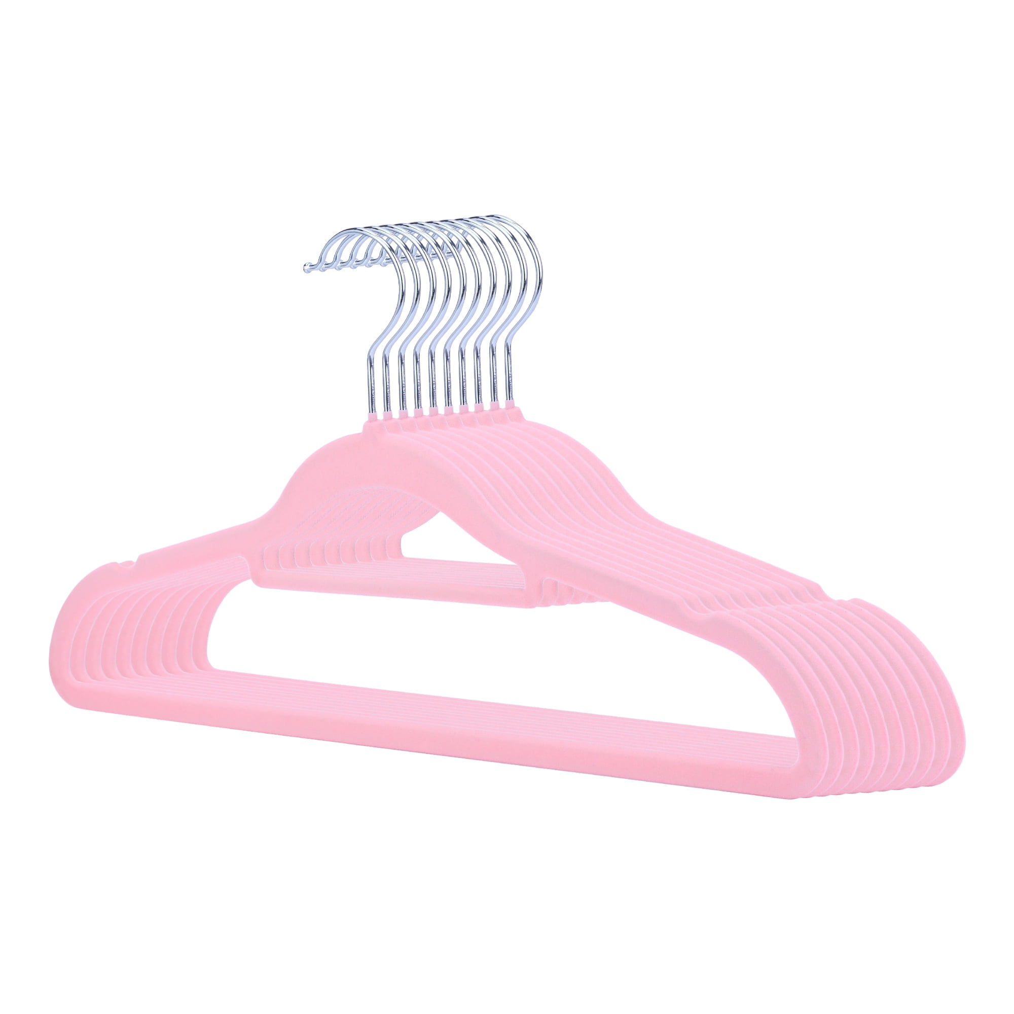 Unique Bargains Non-Slip Velvet Hangers for Closet Organization 10 Pcs Pink
