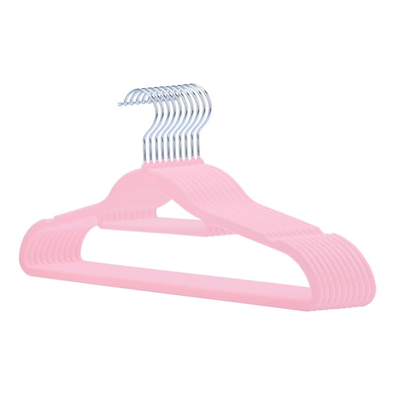 Unique Bargains Non-Slip Velvet Hangers for Closet Organization 10 Pcs Pink