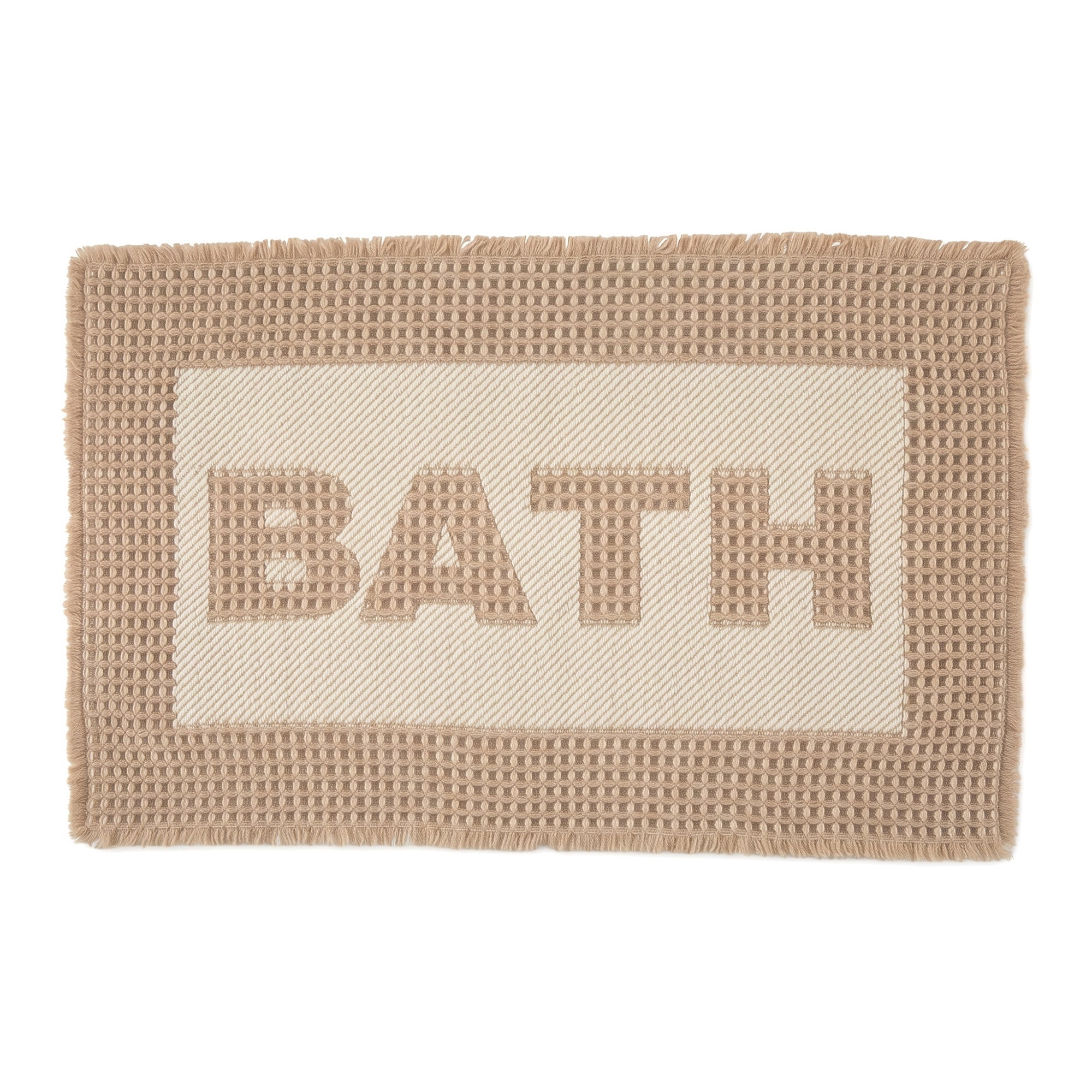 Unique Bargains Non Slip Washable Absorbent Quick Dry Waffle Bath Mat Brown 24" x 17"