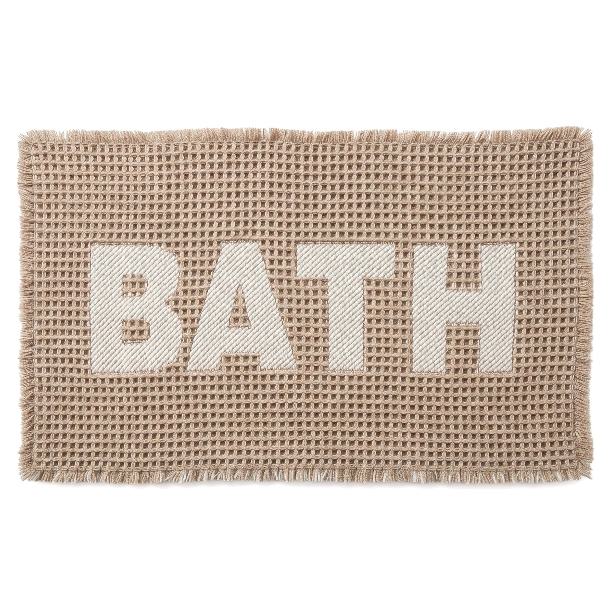 Unique Bargains Non Slip Washable Absorbent Quick Dry Waffle Bath Mat Khaki 24" x 17"