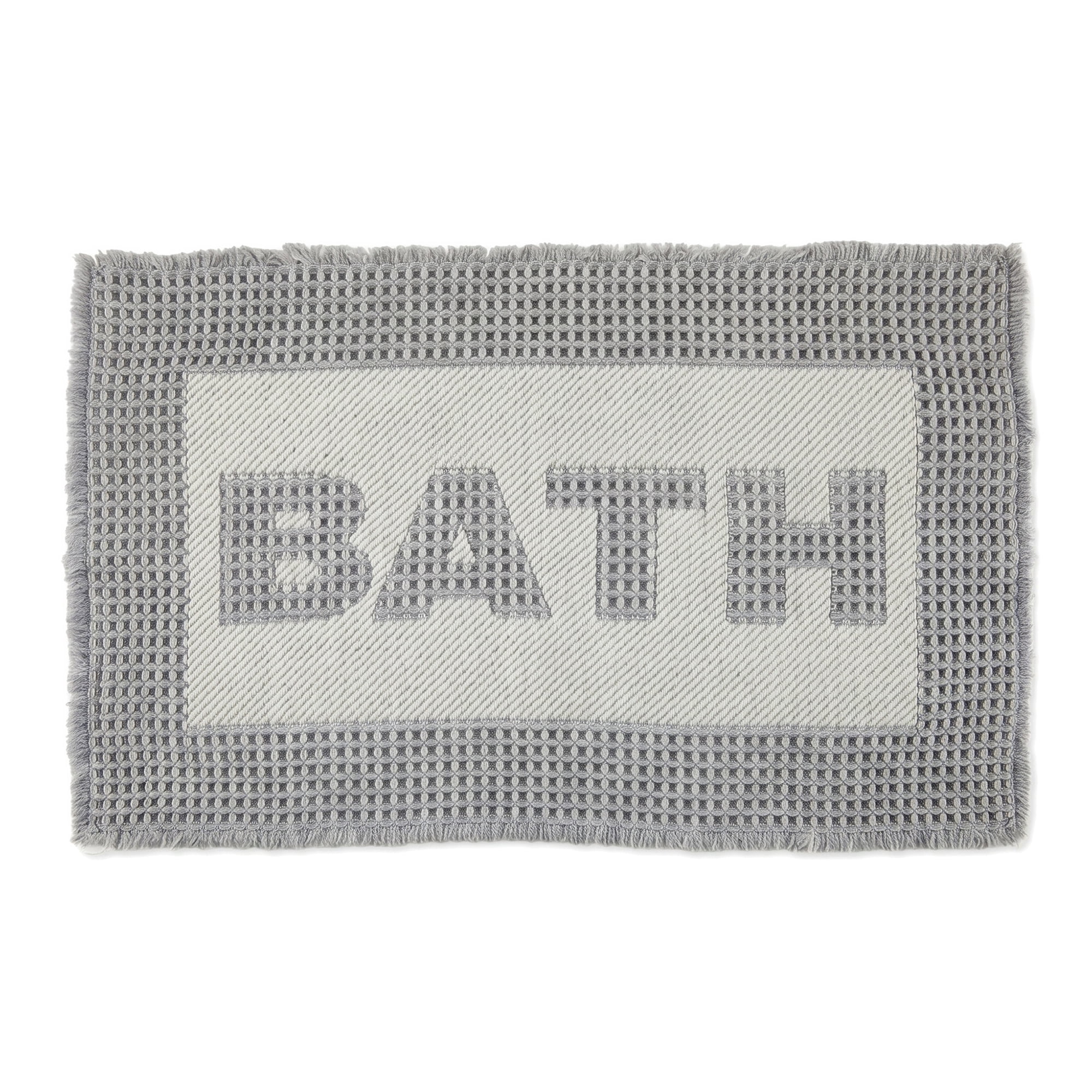 Unique Bargains Non Slip Washable Absorbent Quick Dry Waffle Bath Mat Light Gray 30" x 18"