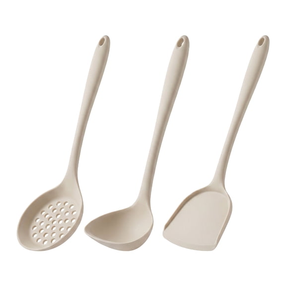 Unique Bargains Non Stick Cookware Silicone Kitchen Utensil Set Beige 3Pcs