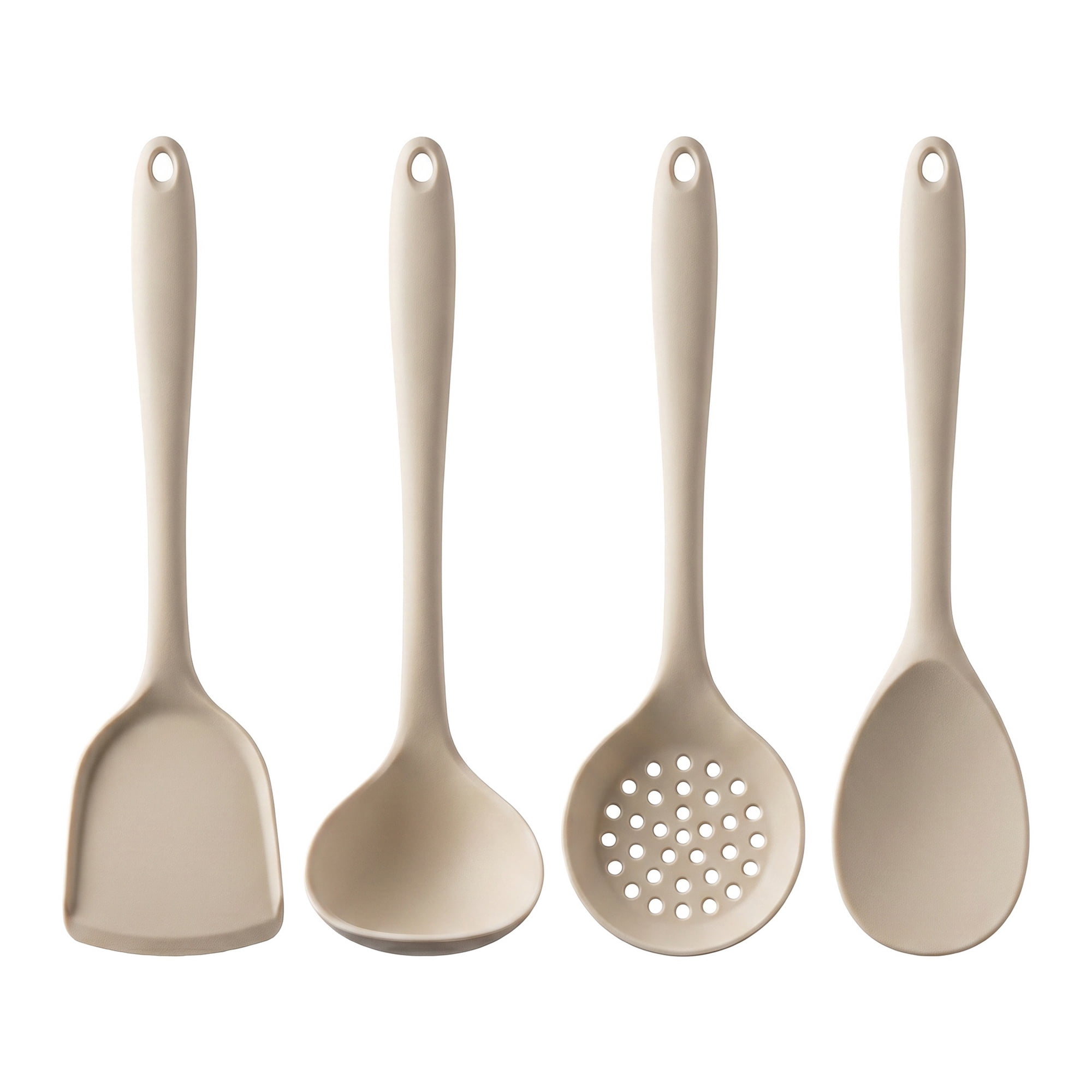 Unique Bargains Non Stick Cookware Silicone Kitchen Utensil Set Beige 4Pcs