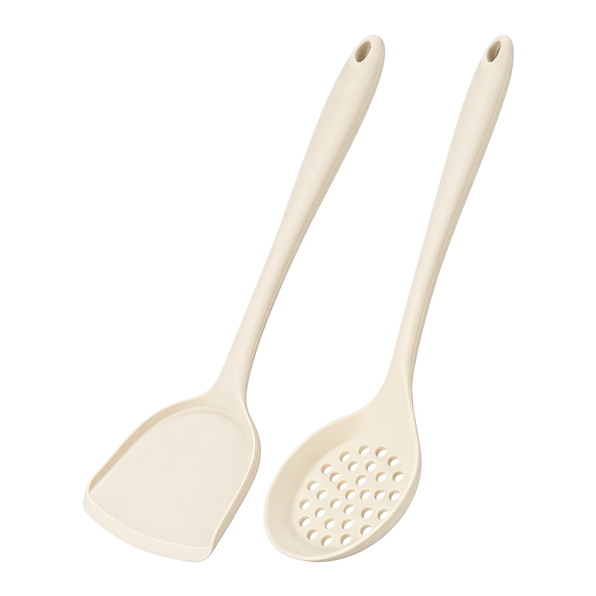 Unique Bargains Non Stick Cookware Silicone Kitchen Utensil Set Beige B 2Pcs