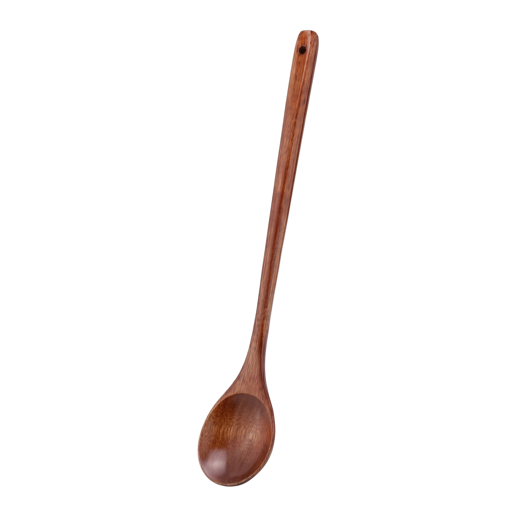Unique Bargains Non Stick Pans Heat Resistant Handle Wood Spoon Dark Brown B 13" x 2"