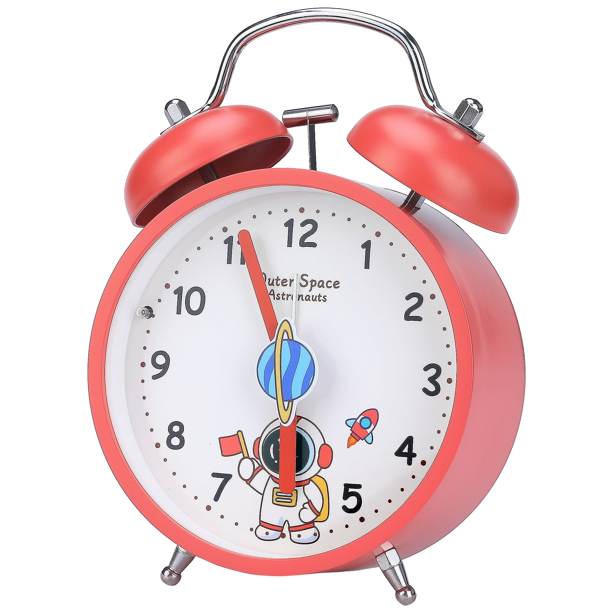 Unique Bargains Non-Tick Alarm Clock with Astronaut Pattern Orange 4.2"L x 2.1"W x 6.4"H