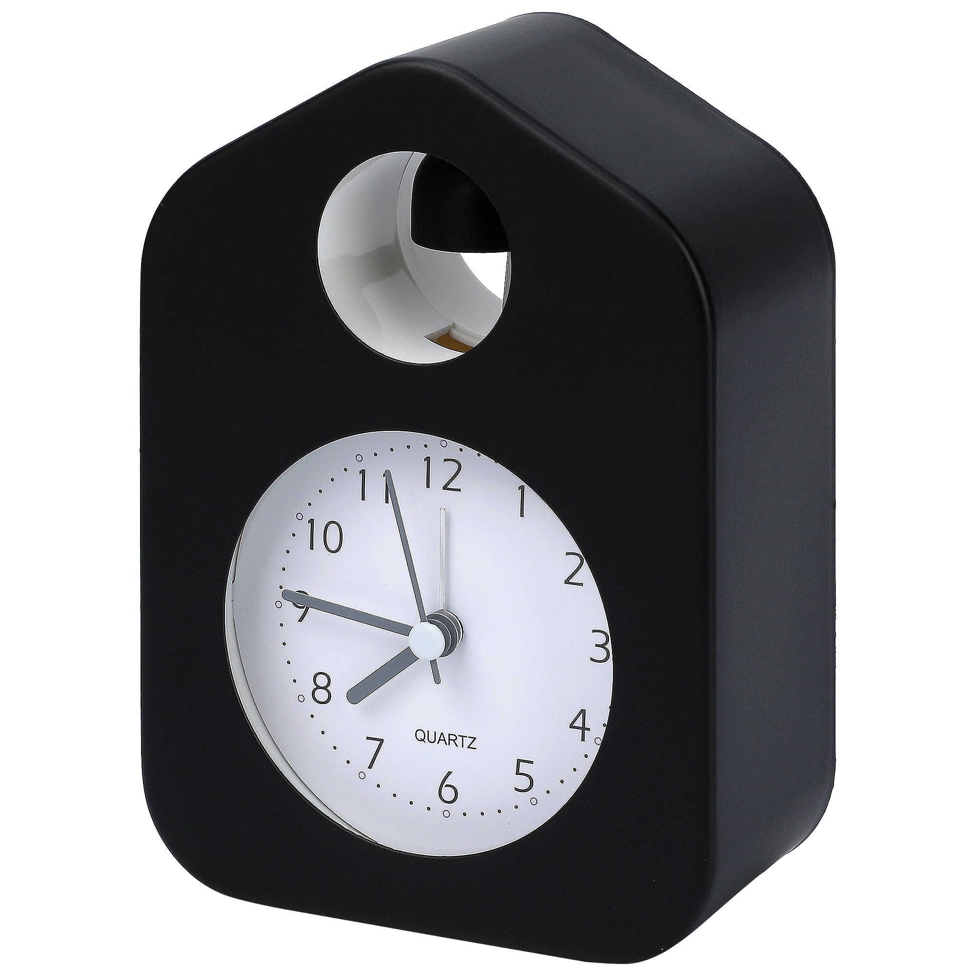 Unique Bargains Non-Tick Alarm Clock with Round Bell Design Black 3.9"L x 2.0"W x 5.5"H