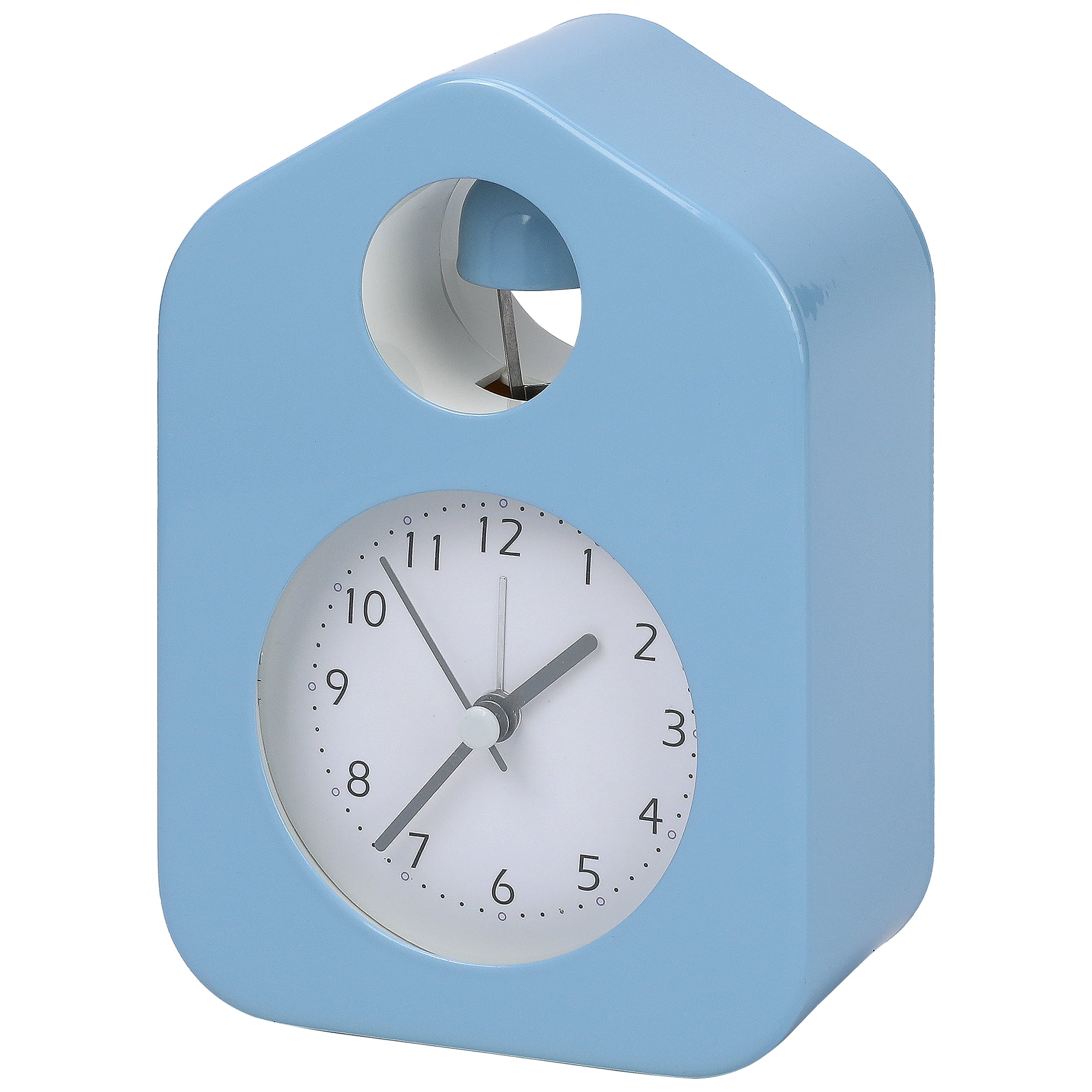 Unique Bargains Non-Tick Alarm Clock with Round Bell Design Blue 3.9"L x 2.0"W x 5.5"H