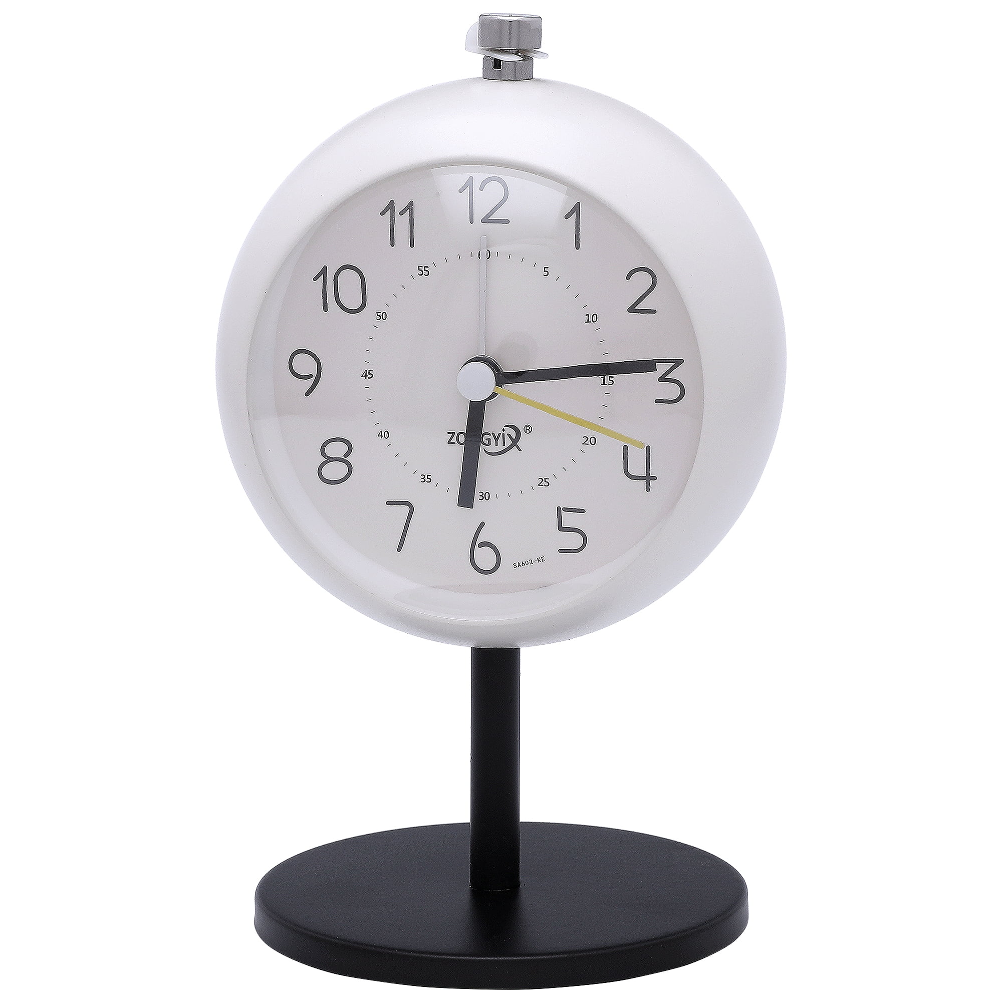 Unique Bargains Non-Tick Movement Alarm Clock White 3.7"L x 3.1"W x 5.9"H