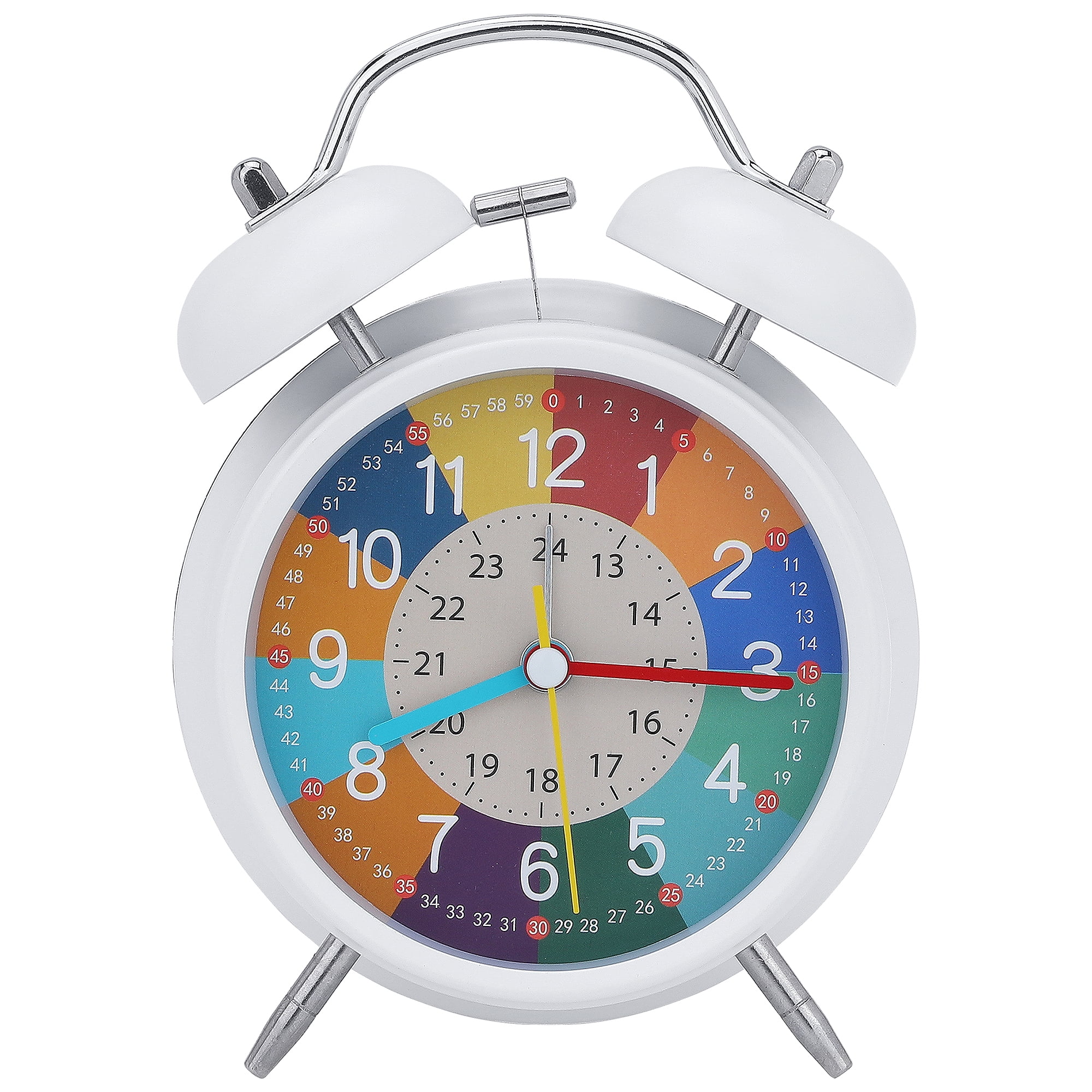 Unique Bargains Non-Ticking Alarm Clock for Home Decor White 4.3"L x 2.2"W x 6.3"H
