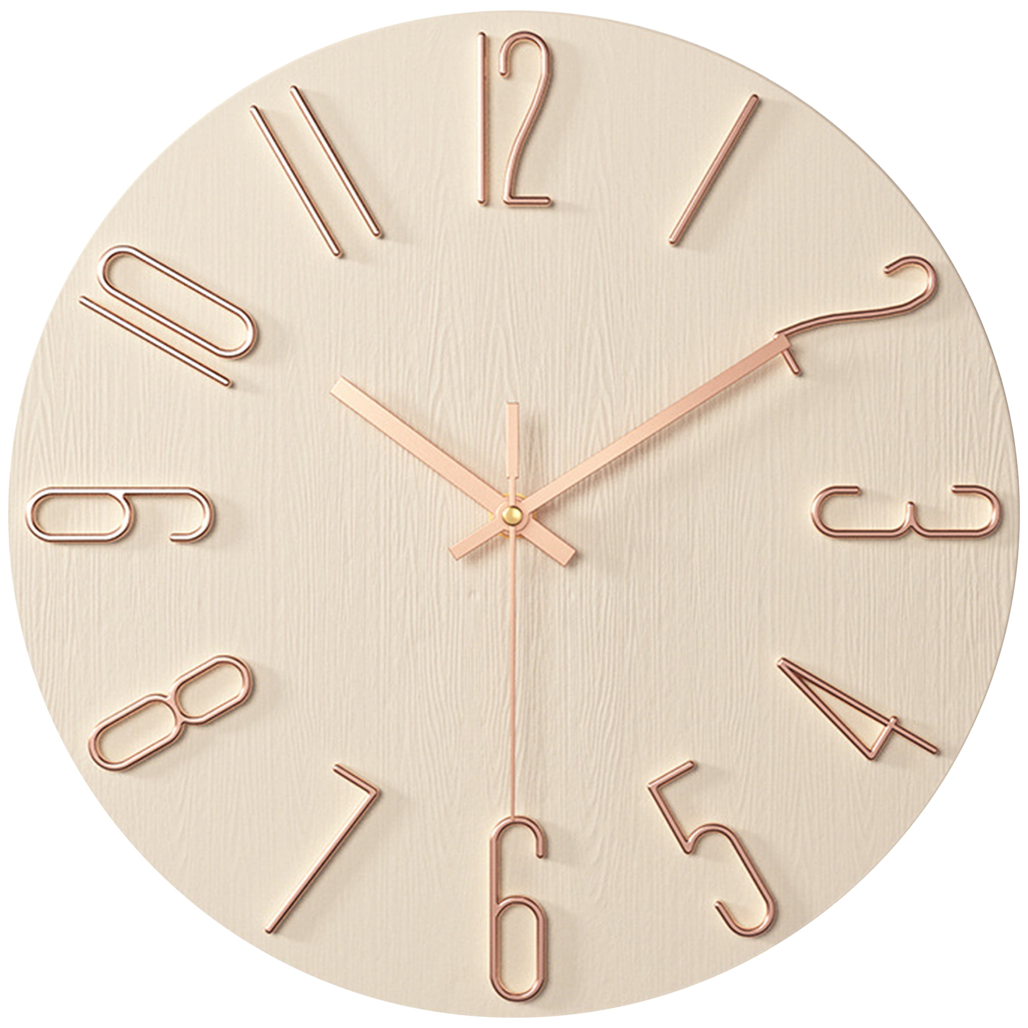 Unique Bargains 2 Pcs Non-Ticking Analog Battery Operated Wall Clock Beige