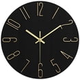 thumbnail image 1 of Unique Bargains 2 Pcs Non-Ticking Analog Battery Operated Wall Clock Black Gold Letter, 1 of 6