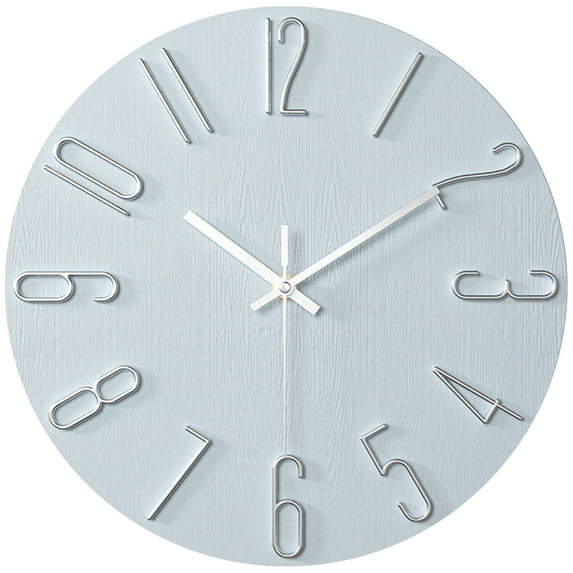 Unique Bargains 2 Pcs Non-Ticking Analog Battery Operated Wall Clock Blue