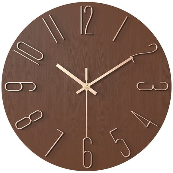 Unique Bargains 2 Pcs Non-Ticking Analog Battery Operated Wall Clock Brown