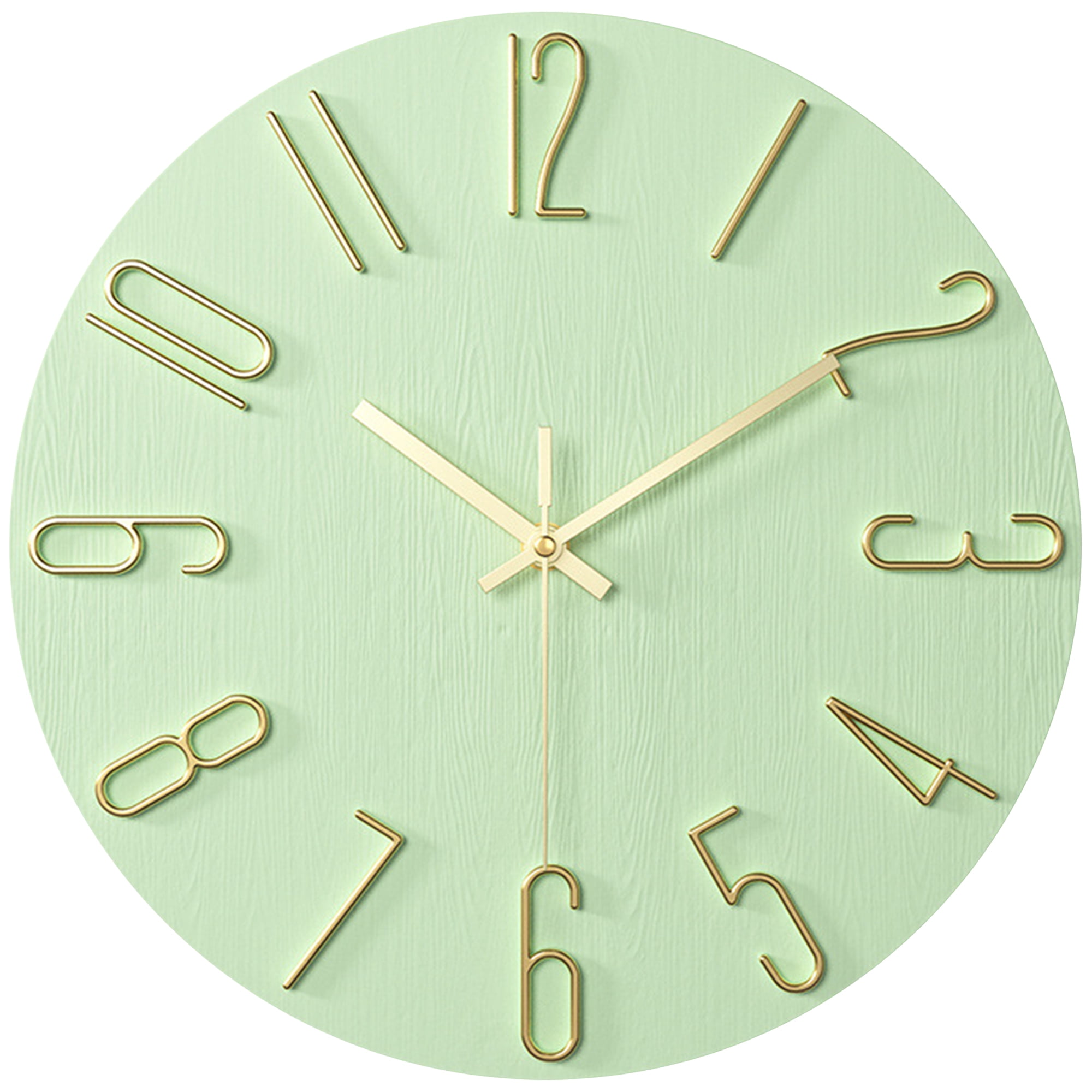 Unique Bargains 2 Pcs Non-Ticking Analog Battery Operated Wall Clock Green