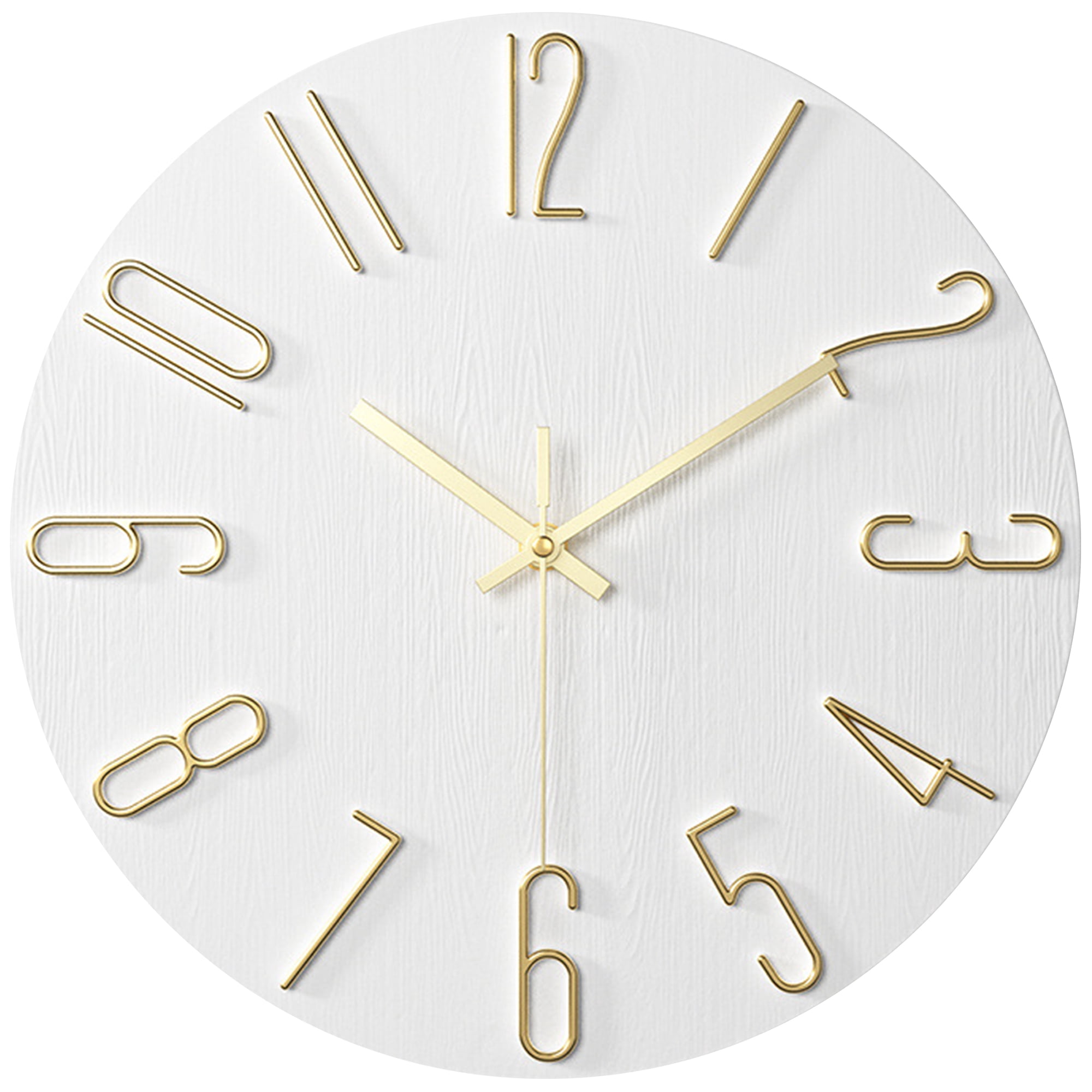 Unique Bargains 2 Pcs Non-Ticking Analog Battery Operated Wall Clock White Gold Letter