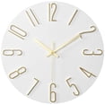 thumbnail image 1 of Unique Bargains 2 Pcs Non-Ticking Analog Battery Operated Wall Clock White Gold Letter, 1 of 6