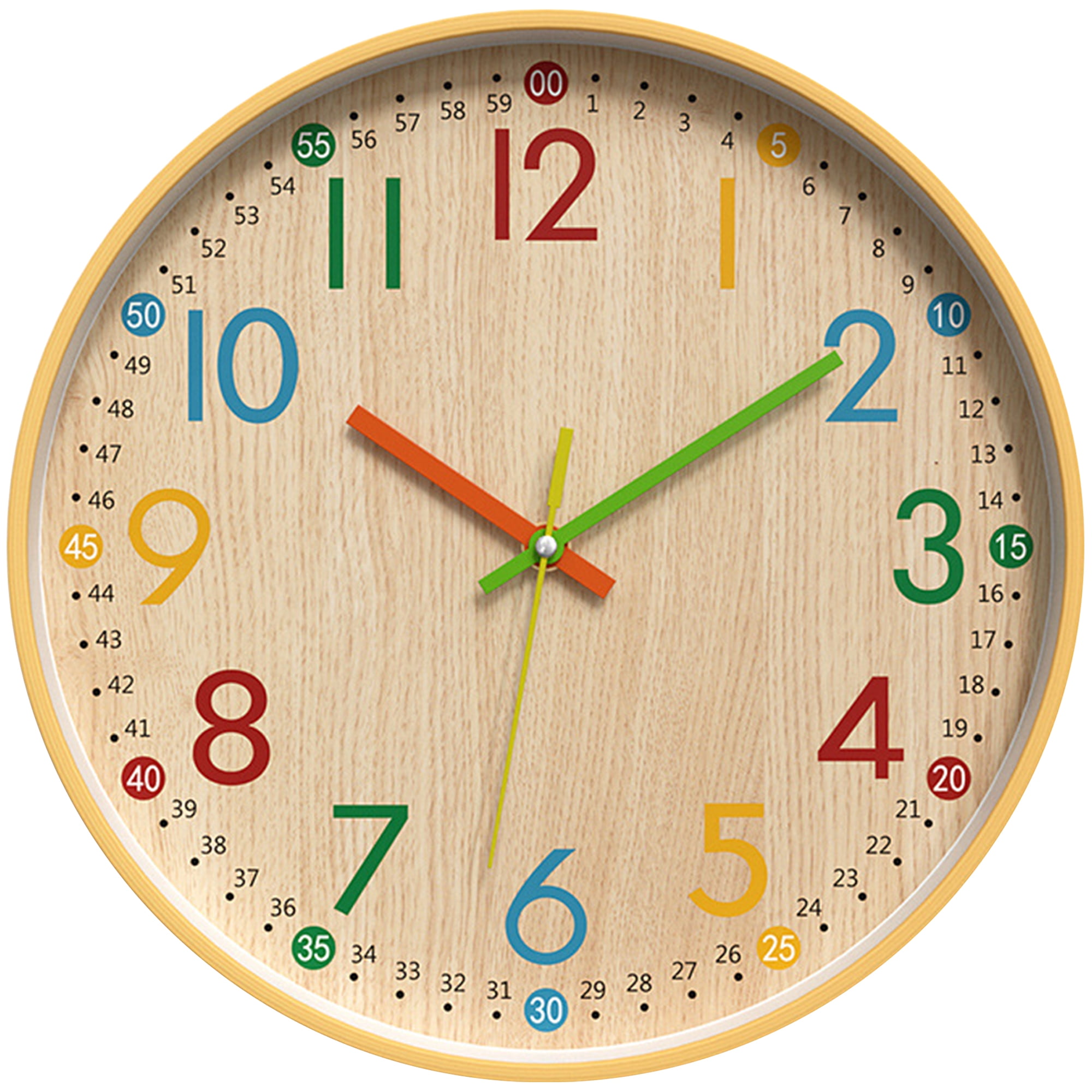 Unique Bargains Non-Ticking Battery Operated Colorful Analog Wall Clock Pink