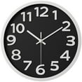 thumbnail image 1 of Unique Bargains Non-Ticking Battery Operated Decorative Wall Clock Black White Frame, 1 of 6