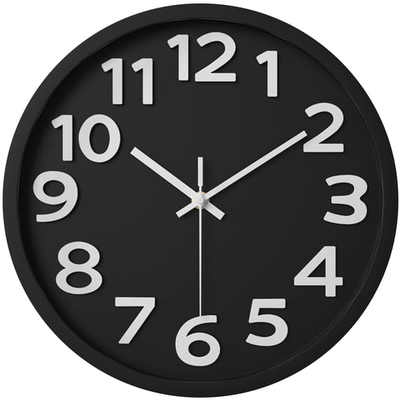 Unique Bargains Non-Ticking Battery Operated Wall Clock Black