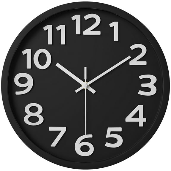 Unique Bargains Non-Ticking Battery Operated Wall Clock Black