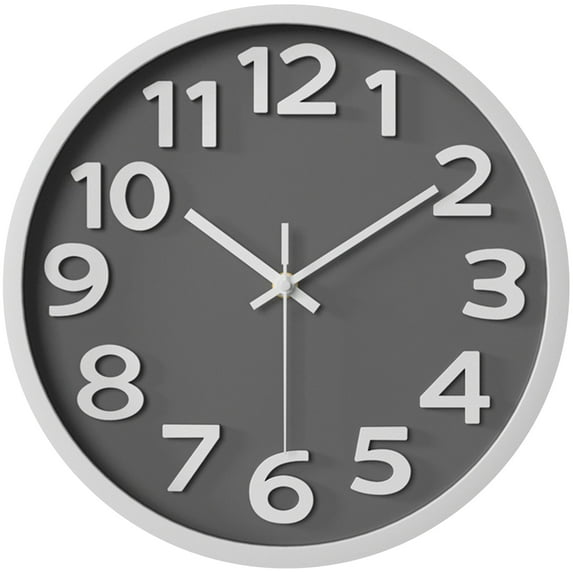 Unique Bargains Non-Ticking Battery Operated Wall Clock Grey