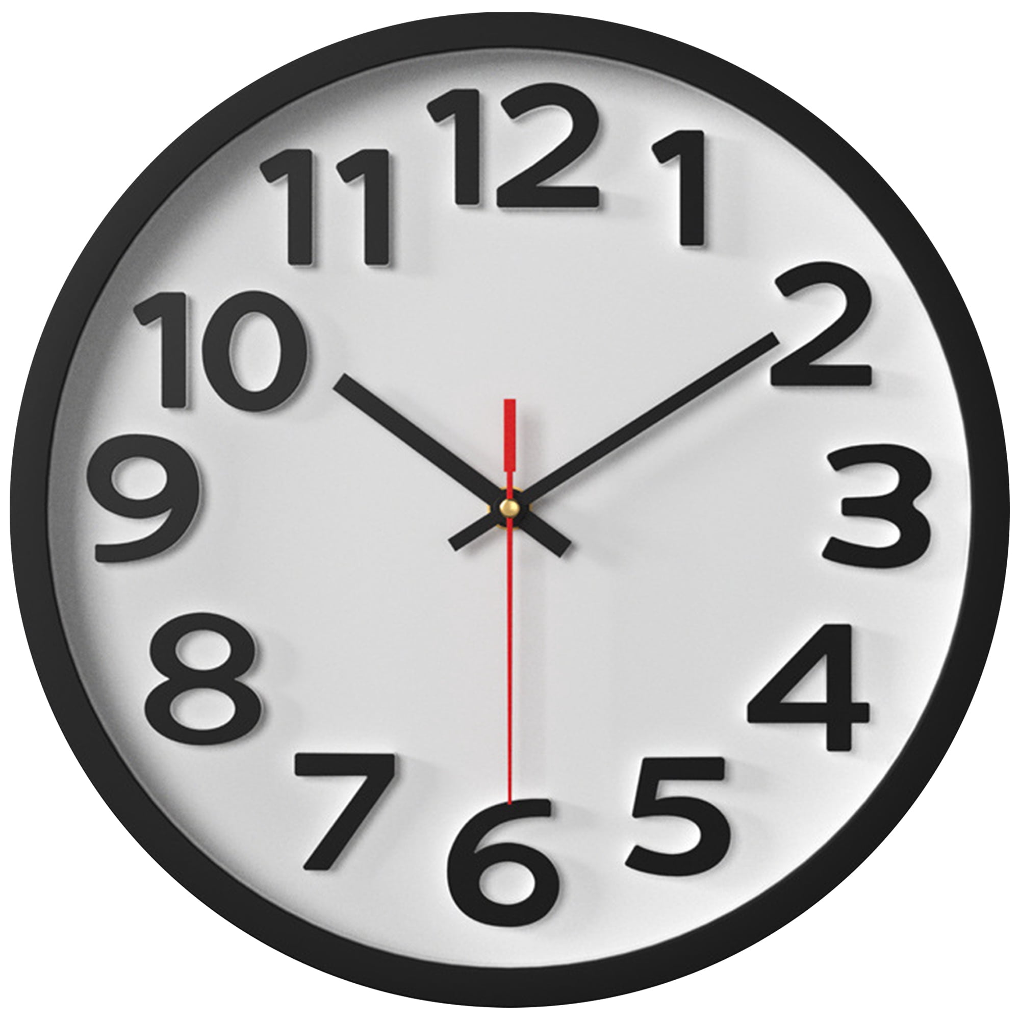 Unique Bargains Non-Ticking Battery Operated Decorative Wall Clock White Black