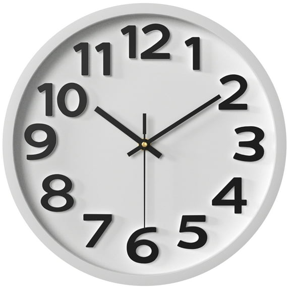 Unique Bargains Non-Ticking Battery Operated Wall Clock White