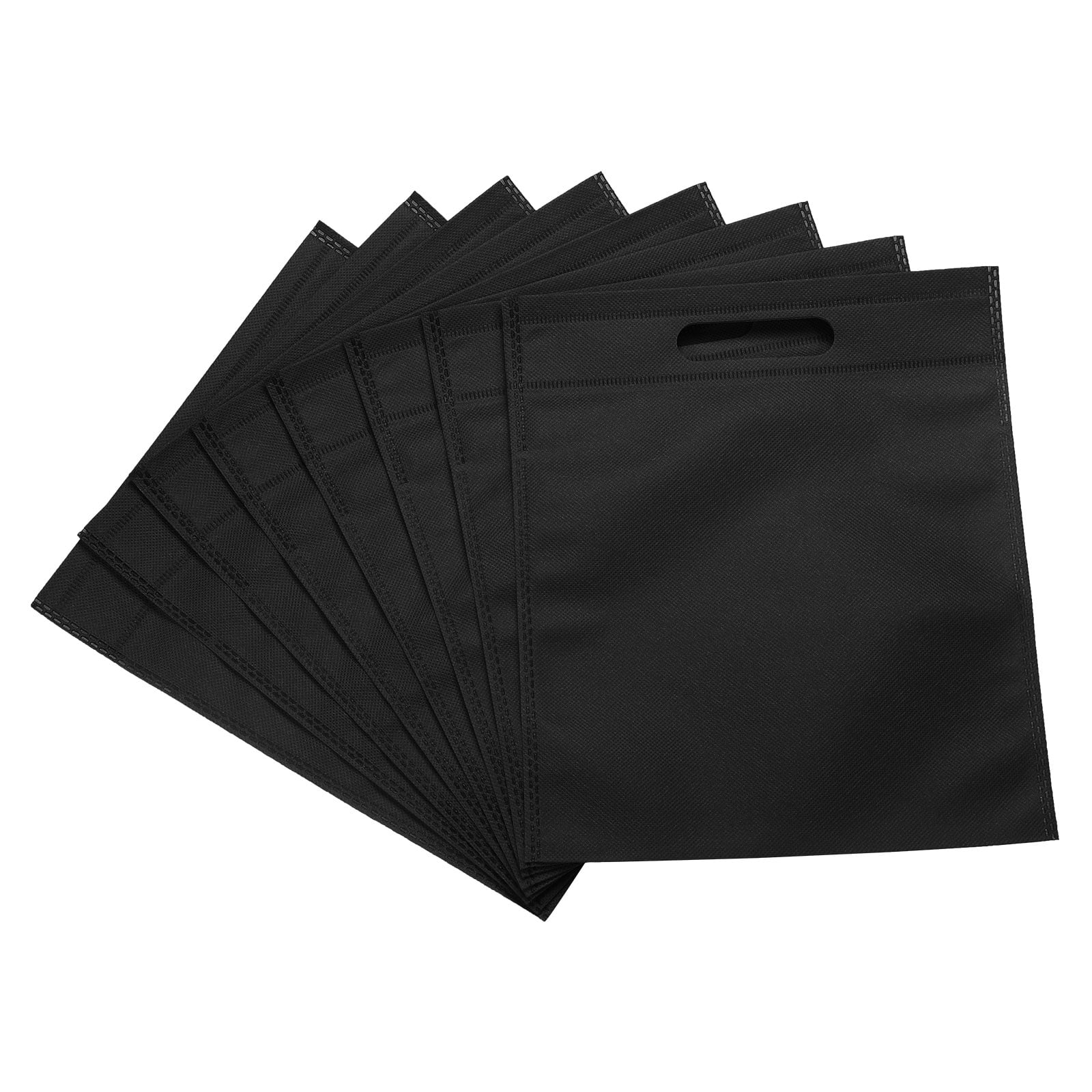Unique Bargains Non-Woven Tote Bags Reusable Goodie Treat Gift Bags for Shopping Party Black